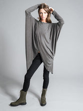 Dark Gray Asymmetric Round-neck T-shirt